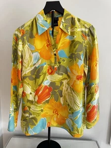Blusa Sigrid Olsen 100% Seda Floral Talla S Vibrante Retro Resort Ropa Artística Top - Imagen 1 de 7