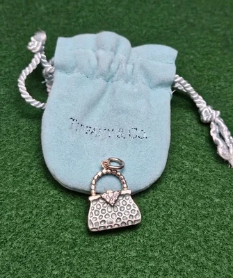 Tiffany & Co. Elsa Peretti 925 Plata de Ley Esmalte Bolso de Mano Dije Colgante  Foto 1 de 4
