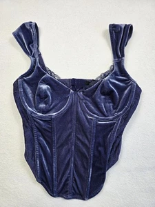 Forever 21 Damen Samt Bustier Top Größe M Blau - Bild 1 von 5