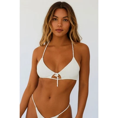 Frankies White Swimwear Strappy Bikini Top  Women's Size Large - Image 1 of 4