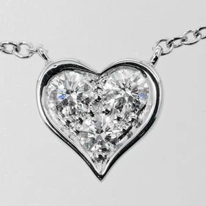 Tiffany & Co. Sentimental Heart Diamond Pendant Platinum Necklace 40cm 16'' Box - Picture 1 of 8