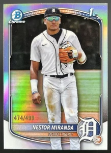 2025 Bowman Chrome Nestor Miranda 1st Chrome Refractor /499 Prospect Tigers - Picture 1 of 2