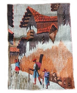 Andes Mountain Scene - 20 in x 26 in - Sheep Wool - Picture 1 of 2