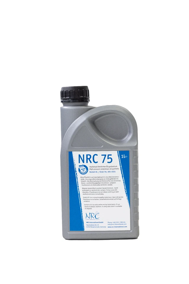 MARKENLOS NRC 75 Fully synthetic breathing air diving compressor oil 1l Bauer L&W Coltri