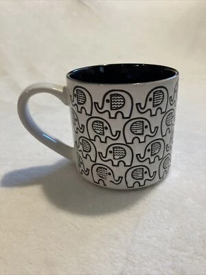 Taza de café Graydon Hall elefantes blanco y negro taza grande Foto 1 de 4