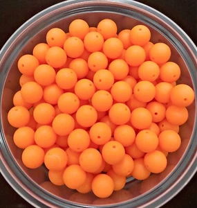Pkg of 250 each Neon Orange UV 12mm Plastic Round Bead Fishing Beads - Picture 1 of 2