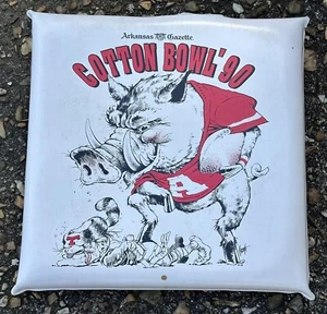 Vintage Arkansas Razorbacks Seat Cushion Gazette Cotton Bowl 1990 vs Tennessee - Picture 1 of 7