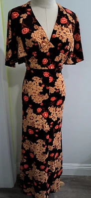 Vintage 70s Hippie Capelet Angel Sleeves Dress of California Stevie Nicks Sz S — 第 1/4 张图片