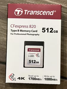 Transcend 512GB CFexpress 820 Tipo B Scheda di Memoria 1700MB/s Leggi 1000MB/sec Scrittura - Foto 1 di 1