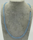 Lots 4mm Faceted Blue Aquamarine Round Gemstone Beads Necklace 20" Silver Clasp