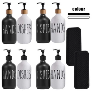 500ml Hands Dish Soap Dispenser Set Refillable Liquid Shampoo Bottle With Tray - Picture 1 of 25