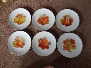 Vtg Set Of 6 Bareuther Waldsassen Dessert Plates-Bavaria Germany-FRUIT-7 3/4'' - Picture 1 of 14