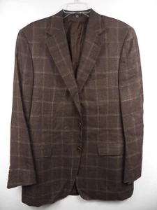 CANALI MENS 42 L BLAZER SUIT SPORTCOAT BROWN CHECK WOOL SILK LINEN MADE IN ITALY - Bild 1 von 8