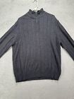 Oscar De La Renta Sweater Mens Extra Large Dark Gray Ribbed Quarter Zip Pullover