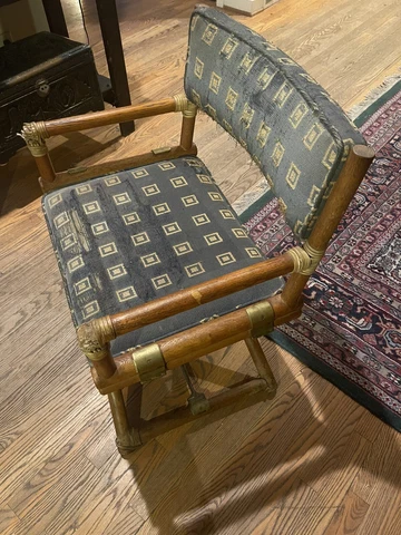 1950’s Vintage McGuire Bamboo, Brass, and Leather Folding “Director's Chair” Cover