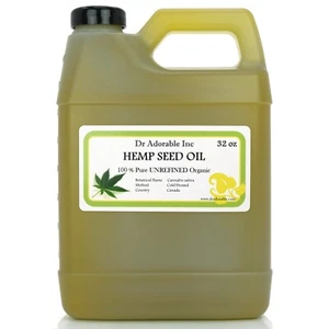  HEMP SEED OIL 100% Pure ORGANIC COLD PRESSED VIRGIN 2 oz- Gallon Free Shipping - Picture 1 of 23