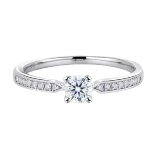 Vintage White Gold Round Cut And Diamond Ring Wedding Engagement Ring Size N-S - Picture 1 of 4