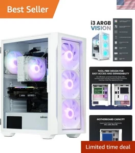 Elegant White RGB Mid Tower Case - 4 ARGB Fans with Dust Filters & Easy Access - Picture 1 of 11