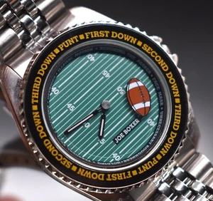 Vtg JOE BOXER Football Rotating Dial Men's Watch First Down Rare NEW BATTERY - Picture 1 of 7