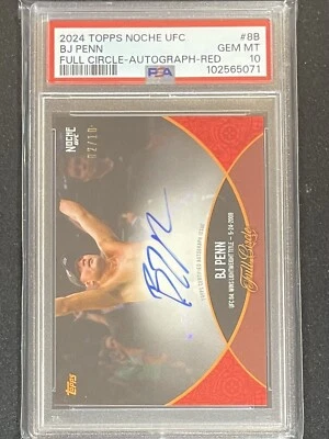 2024 Topps Noche UFC BJ Penn PSA 10 Red Full Circle Autograph /10 + 2 Autos!! - Image 1 of 4