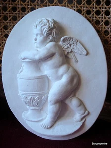 Estuco - Cuadro de estuco 101-320 ángel pequeño, medallón de estuco- placa de motivo ovalada - Imagen 1 de 1