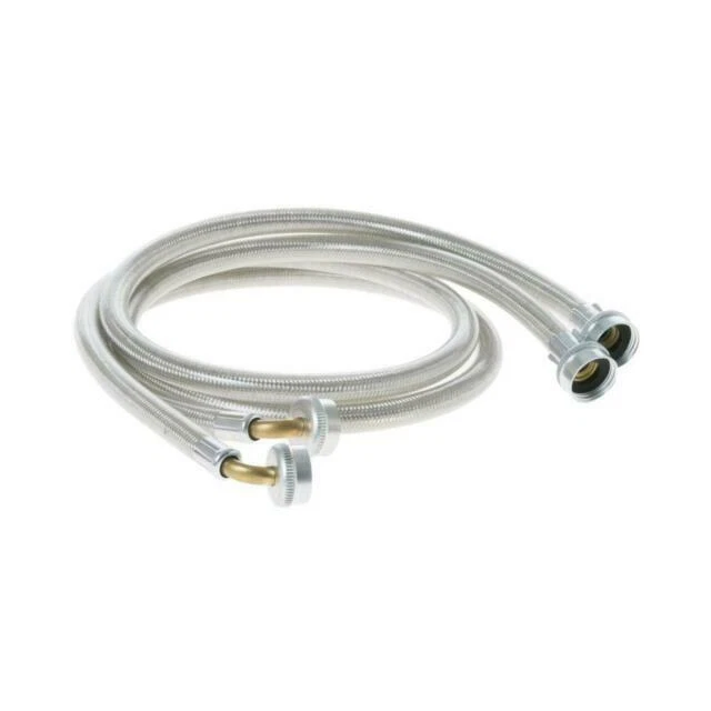 GE Appliances 4 ft. Universal Stainless Steel Washer Hoses - Silver