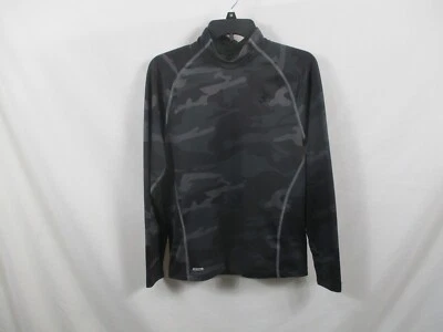 初学者女式衬衫中号黑色迷彩模拟领长袖运动 — 第 1/4 张图片