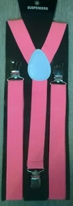 PINK & WHITE Fancy Dress braces suspenders 1980's etc Ladies Mens boys girls - Picture 1 of 2