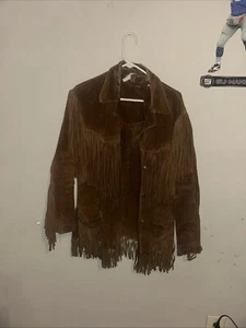 Vintage 60s 70s Joo Kay Suede Dark Brown Fringed Leather Jacket Size M/S Men’s - Picture 1 of 8