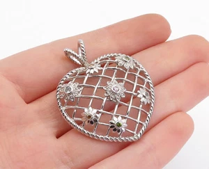 925 Sterling Silver Citrine Topaz & Peridot Twist Love Heart Pendant PT2806 - Picture 1 of 5