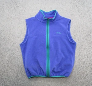 Vintage LL Bean Blue Fleece Full Zip Vest Zip Kids Size Large Script Logo - Picture 1 of 10