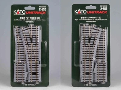 Kato HO Scale UniTrack Left Right Turnout with 550mm 21-5/8'' Radius Curve Track - Image 1 of 3