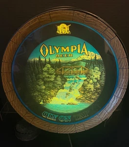 Rarität Variante OLY ON TAP Olympia Bier Bewegung Wasserfall Bar Fass Leuchtschild - Bild 1 von 24