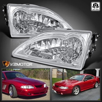 Clear Fits 1994-1998 Ford Mustang Headlights Lamps Left+Right 94 95 96 97 98 Foto 1 de 4