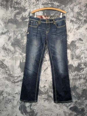 Pantalones de mezclilla para mujer Adiktd puntada gruesa bolsillos bordados hoja floral tachuela 10/31 33 Foto 1 de 4