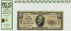 1929 Ty.1 $10 ST.Louis Missouri PCGS F12 Ch#12220 GCC Gold - Picture 1 of 3