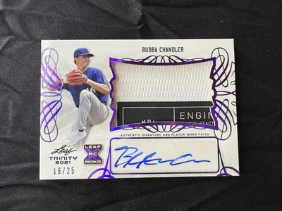 2021 Leaf Trinity Baseball Bubba Chandler /25 Autographed Relic Trading Card - Image 1 of 2