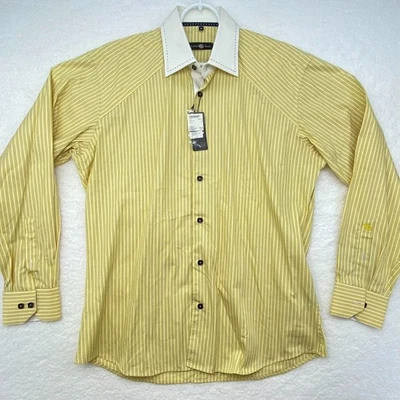 Stone Rose Men’s Long Sleeve Button Front Casual Shirt For L New Yellow Stripes - Image 1 of 4