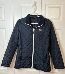 Tommy Hilfiger Navy Blue M Quilted Light Jacket Womens Size Medium 3 In 1 - Foto 1 di 6