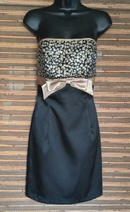 Vestido de vacaciones de colección Jessica McClintock x Gunne Sax talla S 4/5 negro dorado lentejuelas  - Imagen 1 de 20