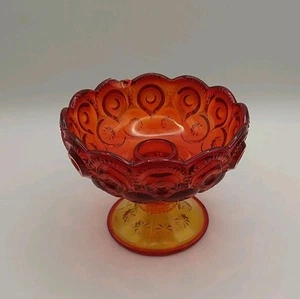 L.E Smith Glass Moon & Stars Amberina Candle Stick Holder Cadmium Glow *CHIP* - Imagen 1 de 8