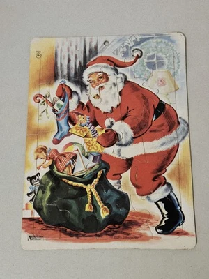 Vintage 1950s Frame-Tray Christmas Puzzle Santa Claus Saalfield Artcraft #7035 - Image 1 of 4