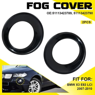 Par de molduras de cubierta de luz antiniebla delantera para parachoques LCI negro mate BMW X3 E83 2007-2010 Foto 1 de 4
