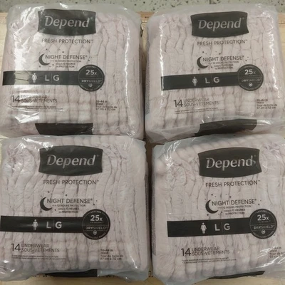 Ropa interior para adultos Depend Night Defense Fresh Protect grande 56 unidades Foto 1 de 4