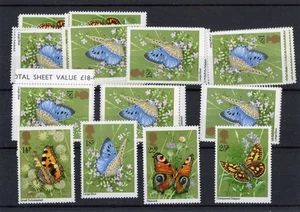 [82.284] Great Britain : Butterflies - 8x Good Set Very Fine MNH Stamps - Picture 1 of 1