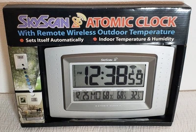 NEW SKYSCAN ATOMIC CLOCK w/ Remote Wireless Outdoor Temperature Digital 86603 - Image 1 of 4
