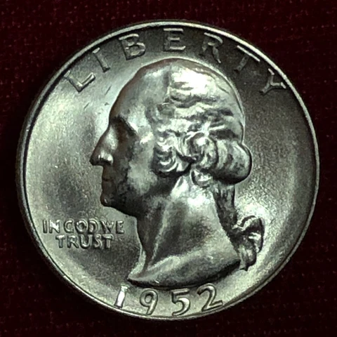 1952 S  Mint Silver Washington Quarter  in Superb Gem BU  Condition Cover