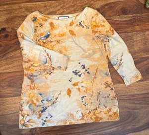 Charter Club Womens Bird Shirt PS Colorful artsy painting - Picture 1 of 9