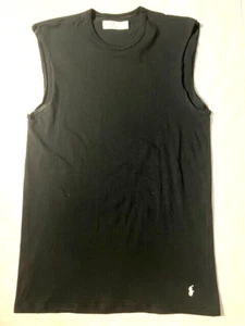 Vintage POLO RALPH LAUREN Mens Blk Sleeveless Cotton Tee T-shirt Tank Top  sz S - Picture 1 of 9