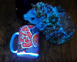 2-Piece 15oz Large Mugs - Floral Themed. UV Reactive. - Picture 1 of 16